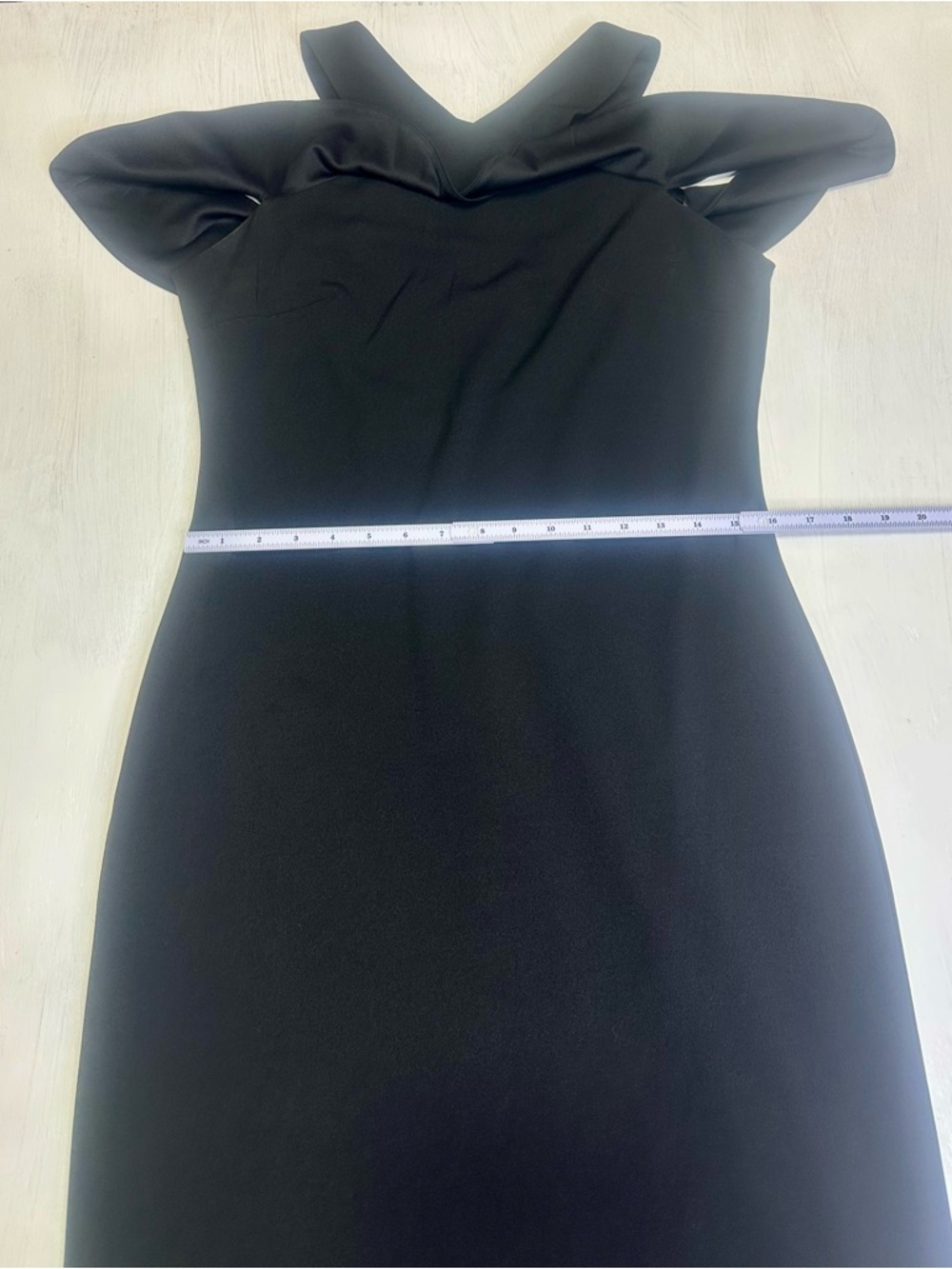RACHEL Rachel Roy Cold Shoulder Ruffle Halter Black Midi Dress – Size 12 - Picture 5 of 14